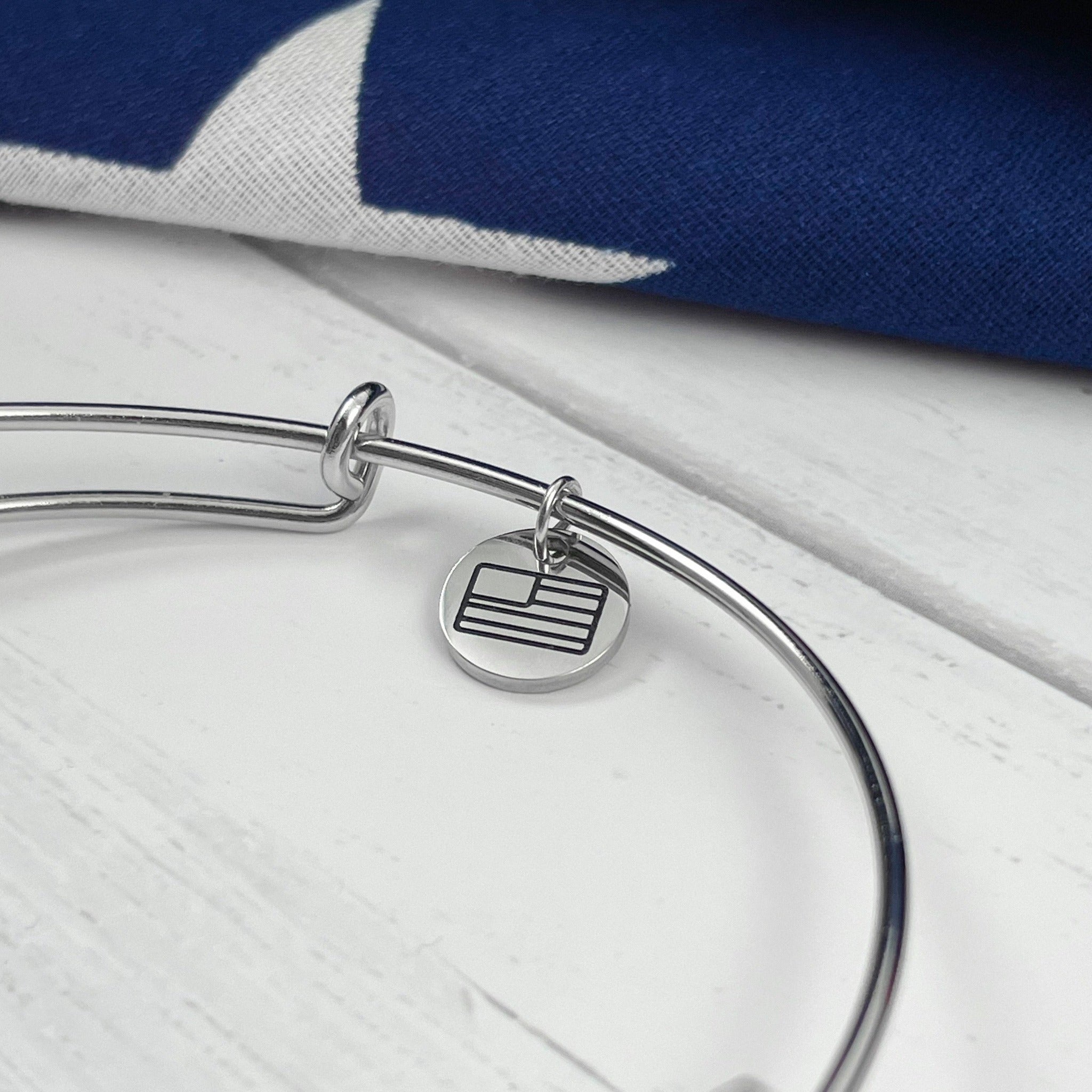 Military Mom Bar Bangle Bracelet