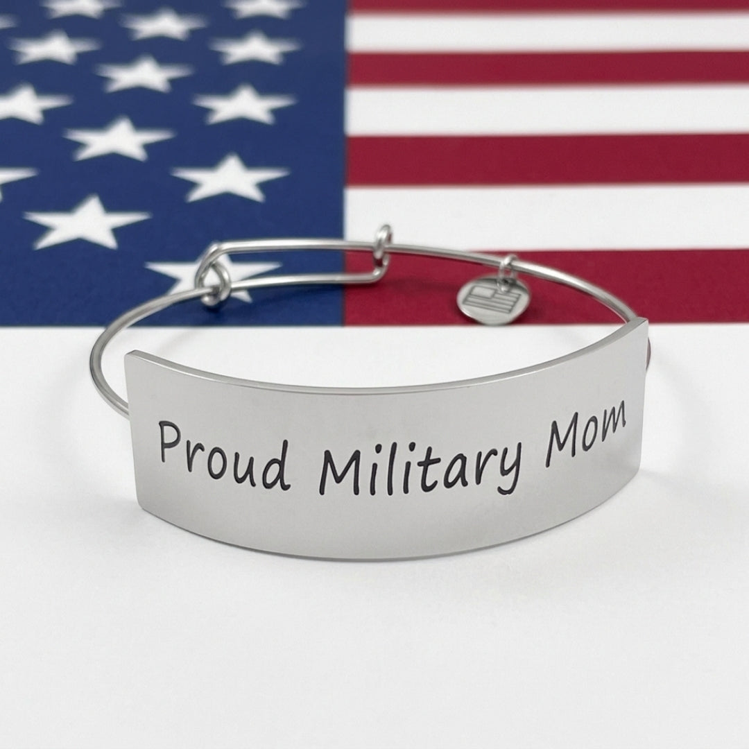 Military Mom Bar Bangle Bracelet