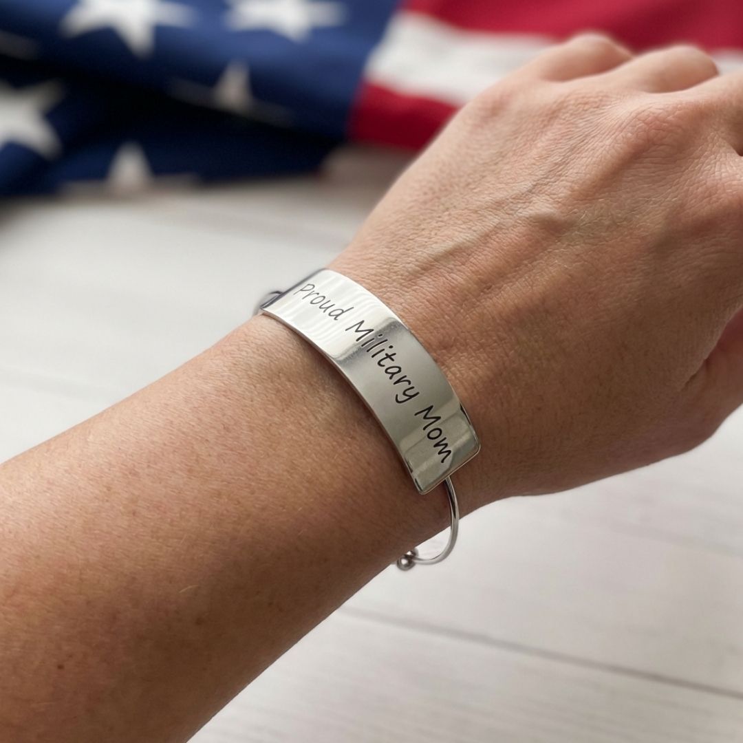 Military Mom Bar Bangle Bracelet