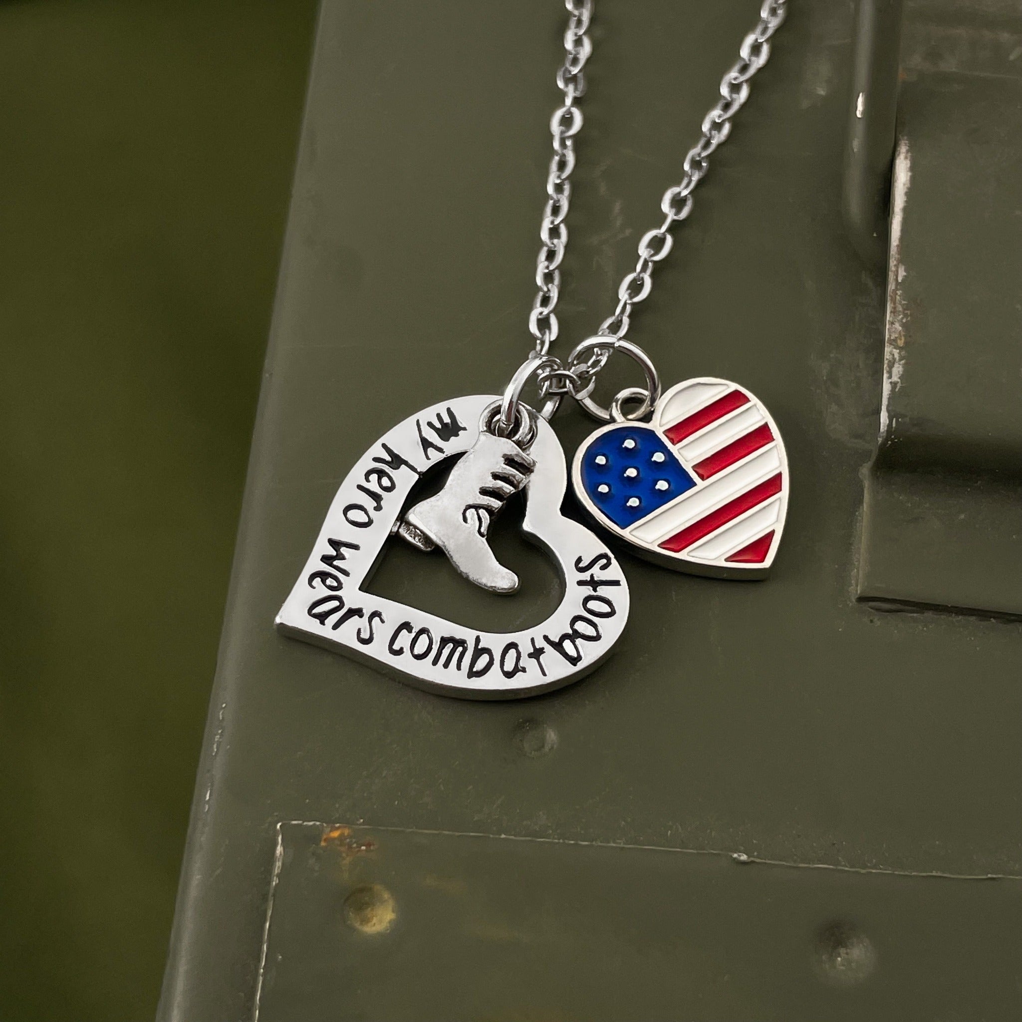 My Superhero Wears Combat Boots Necklace