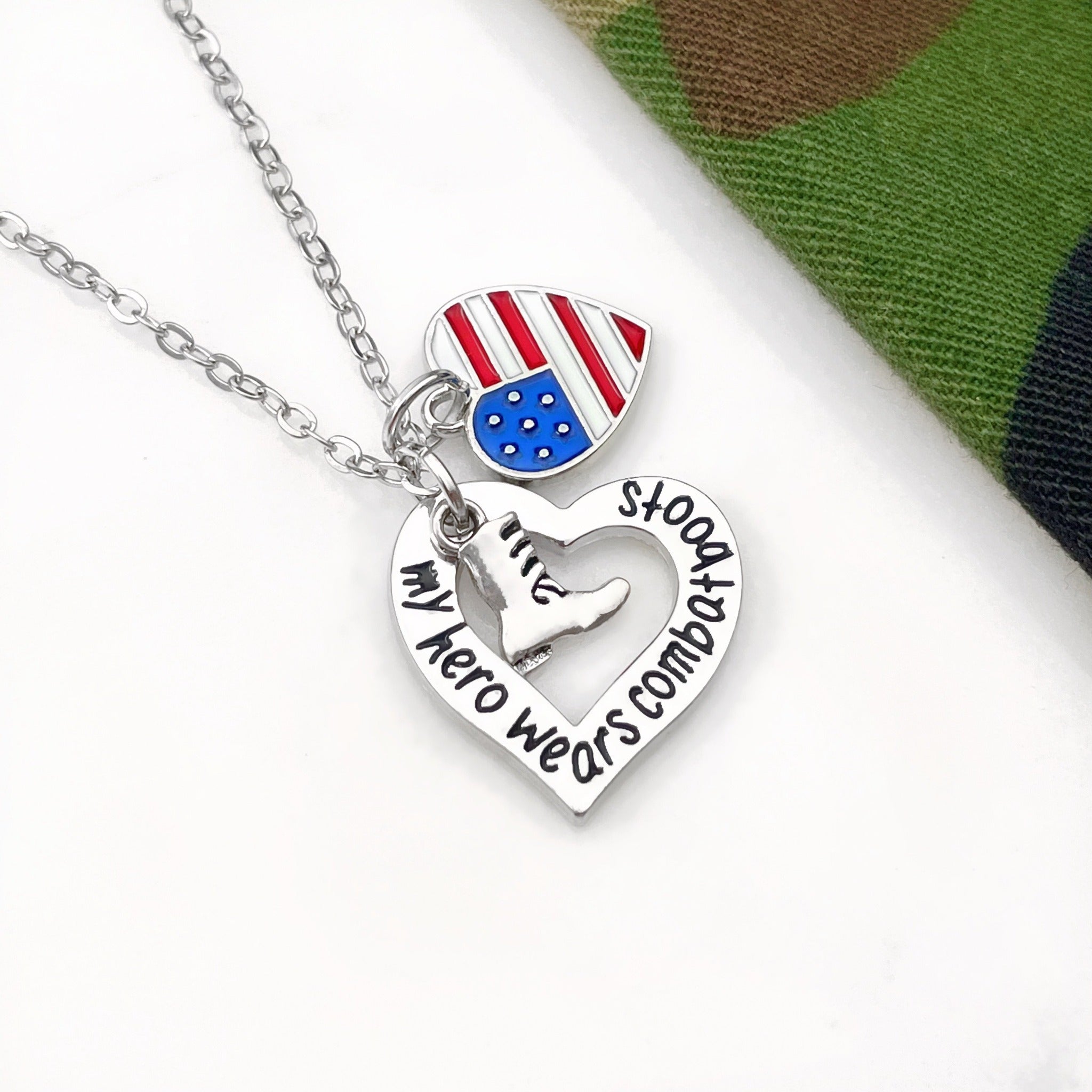 My Superhero Wears Combat Boots Necklace