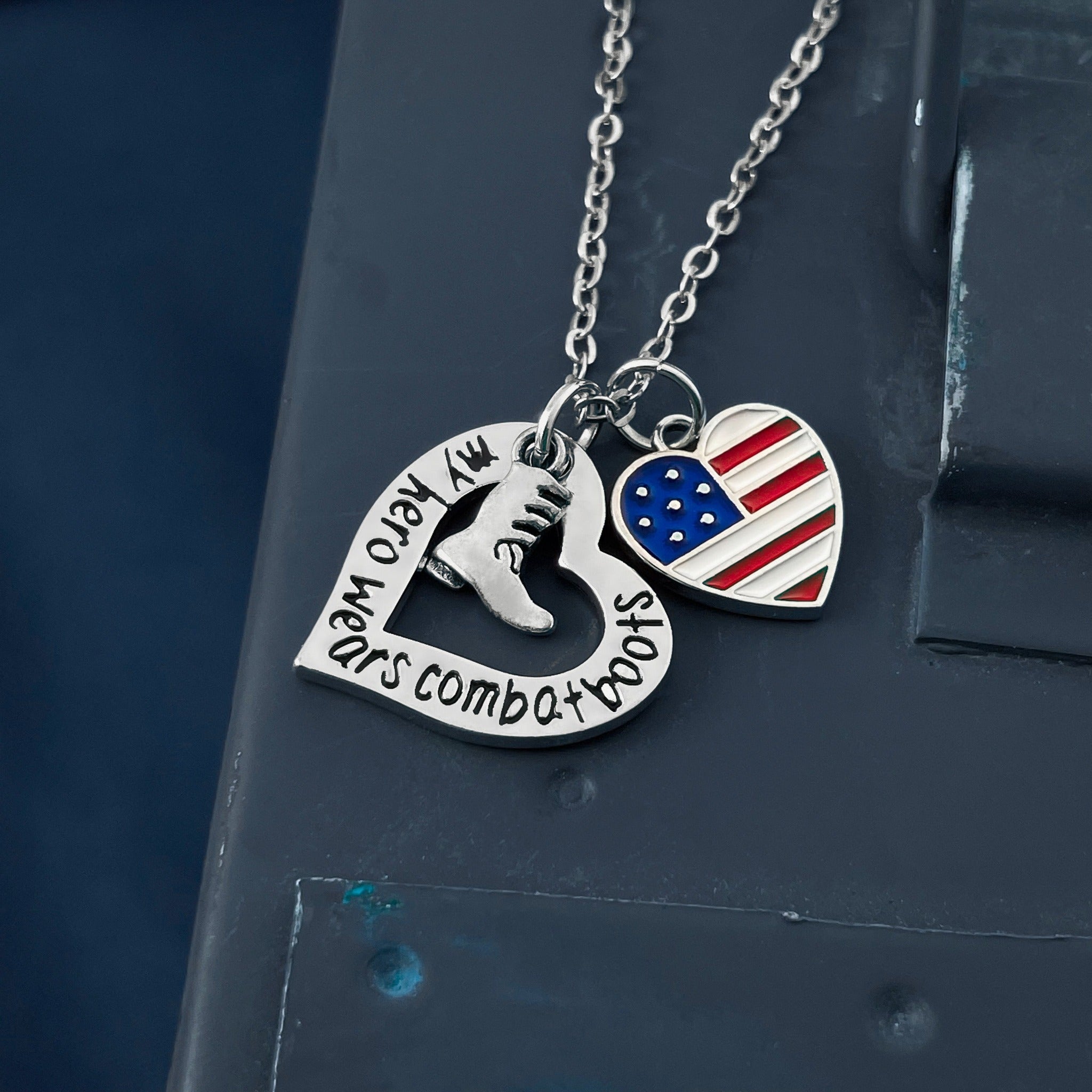 My Superhero Wears Combat Boots Necklace