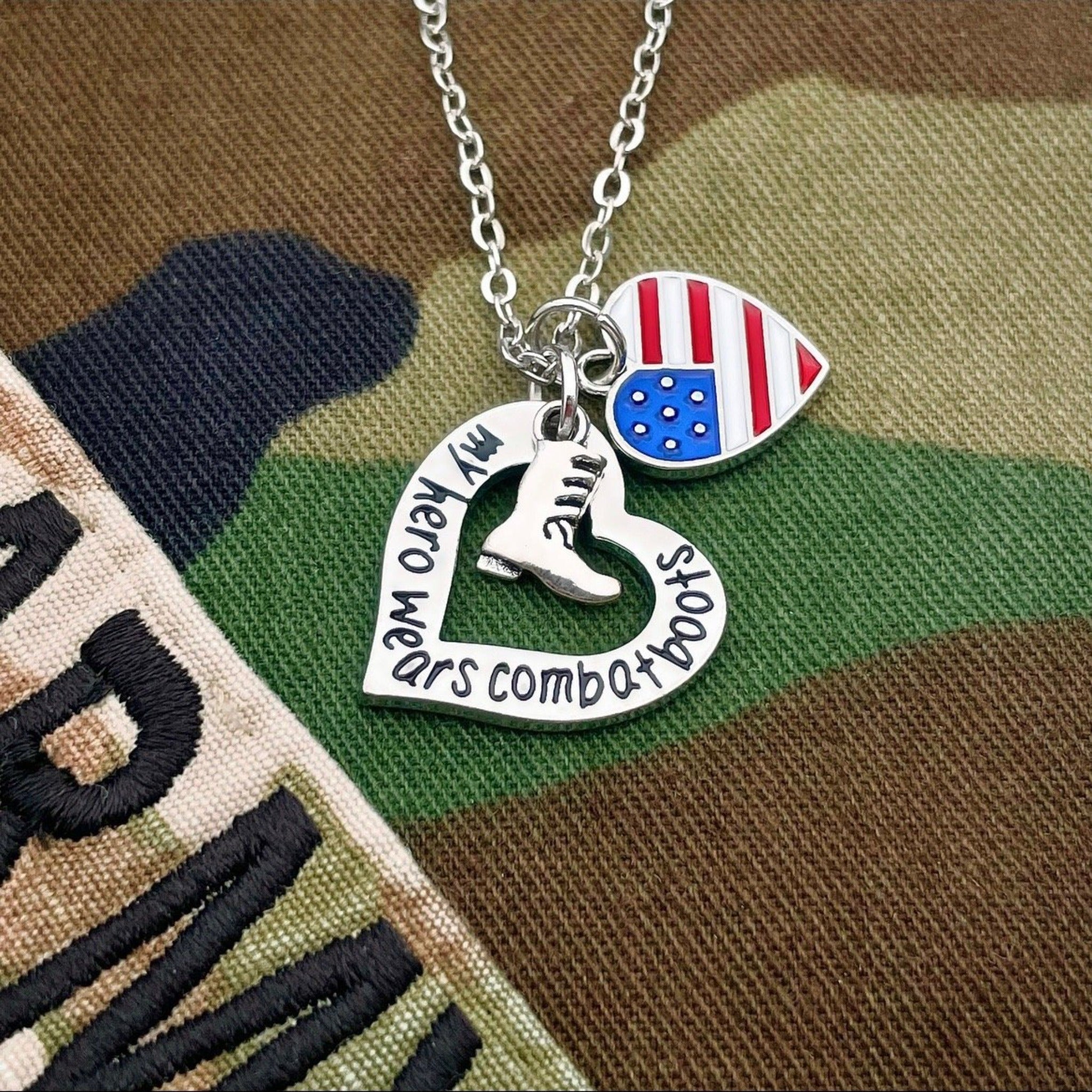 My Superhero Wears Combat Boots Necklace