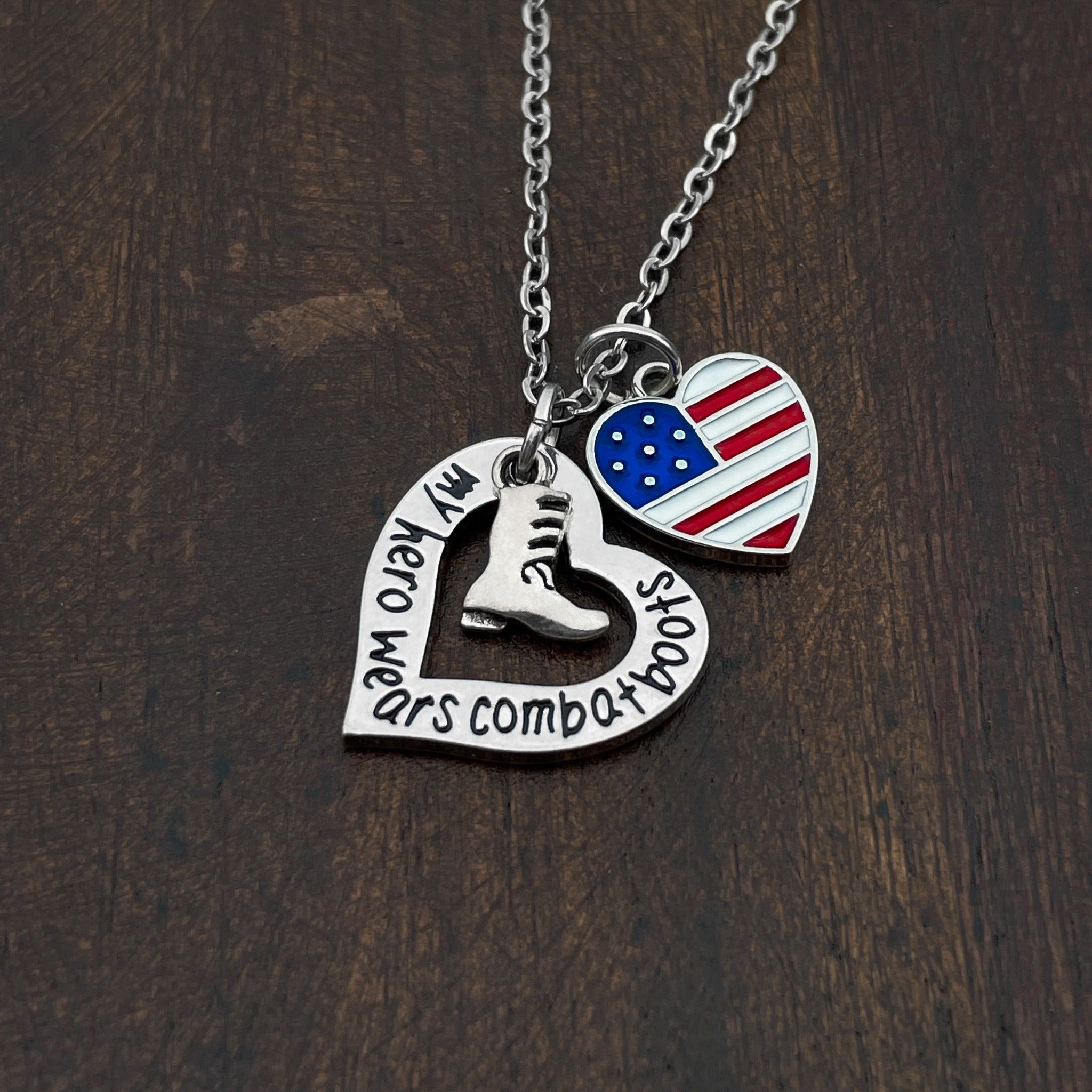 My Superhero Wears Combat Boots Necklace